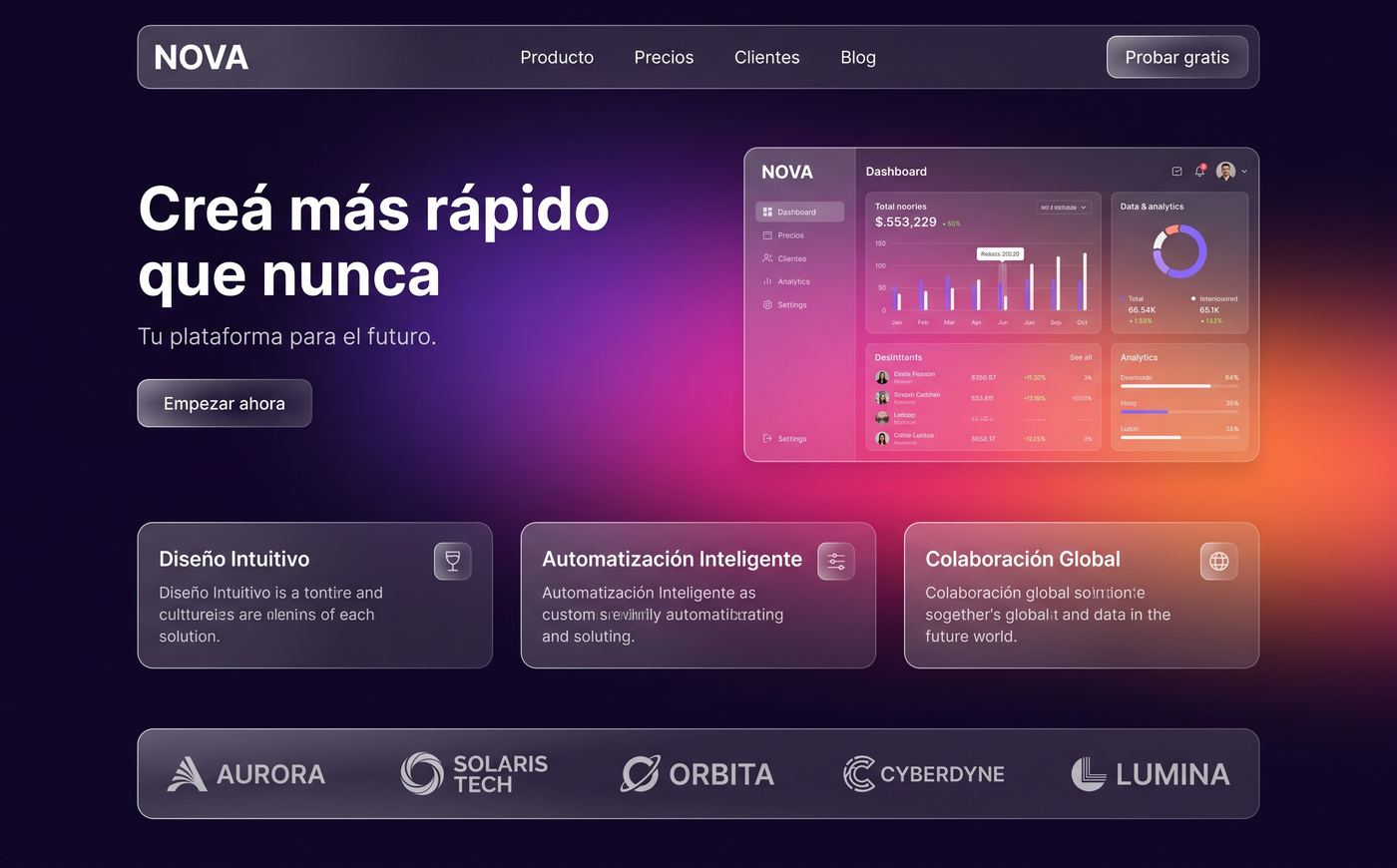 Un sitio visto en escritorio