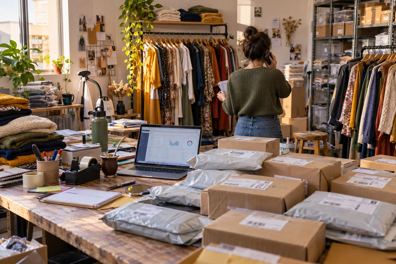 Una marca de ropa online con decenas de pedidos listos para despachar